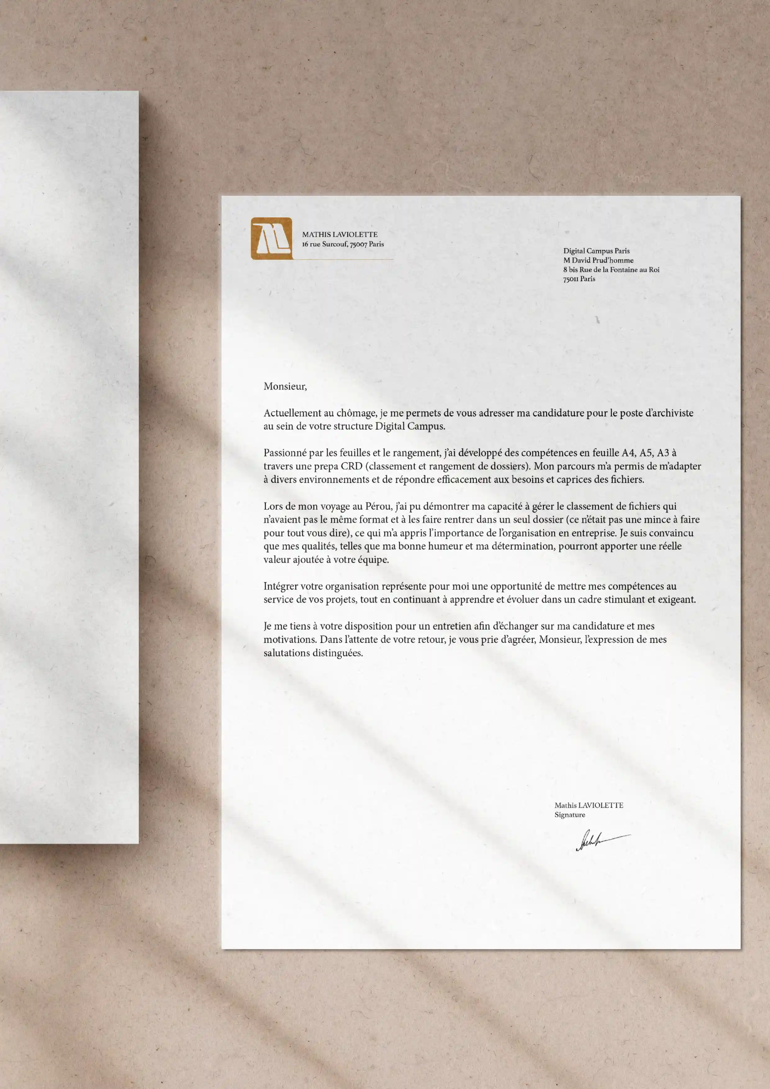 Produit dérivé : en tête de lettre